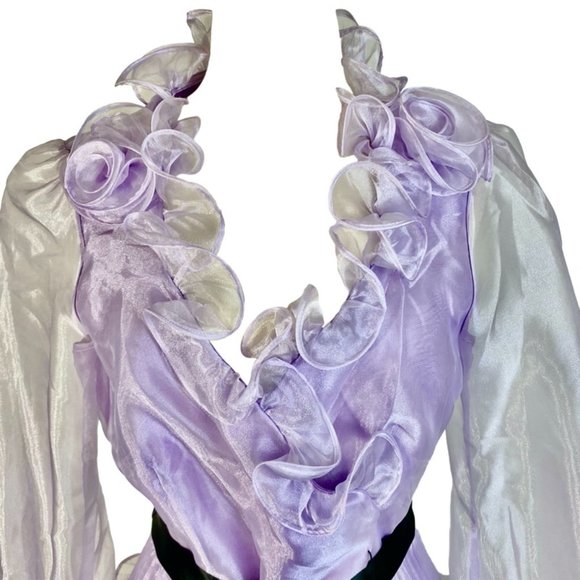Chetta B. Gorgeous Lilac Organza Ruffle Blouse NWT - Picture 5 of 8